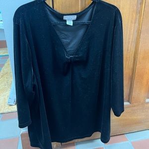 Elegant black sweater. Size 24-26w . Faux velvet, 90%polyster 10% spandex